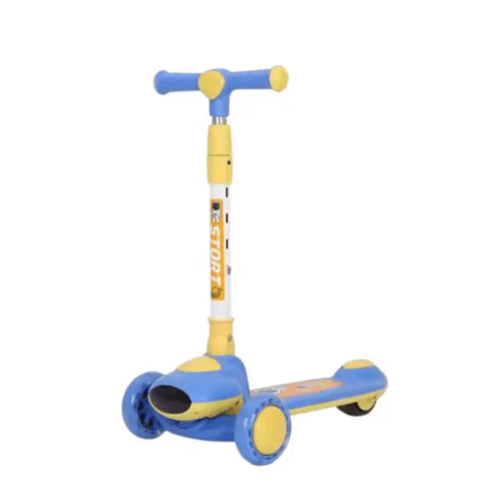 سكوتر ثلاثي العجلات قابل للطي بمقبض مريح وقاعدة غير قابلة للإنزلاق موديل 824 – أزرق