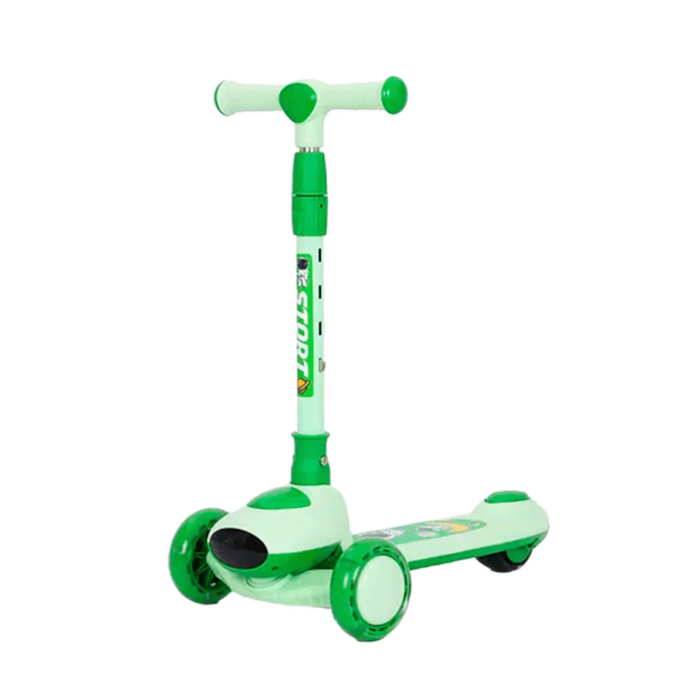 سكوتر ثلاثي العجلات قابل للطي بمقبض مريح وقاعدة غير قابلة للإنزلاق موديل 824 – أخضر