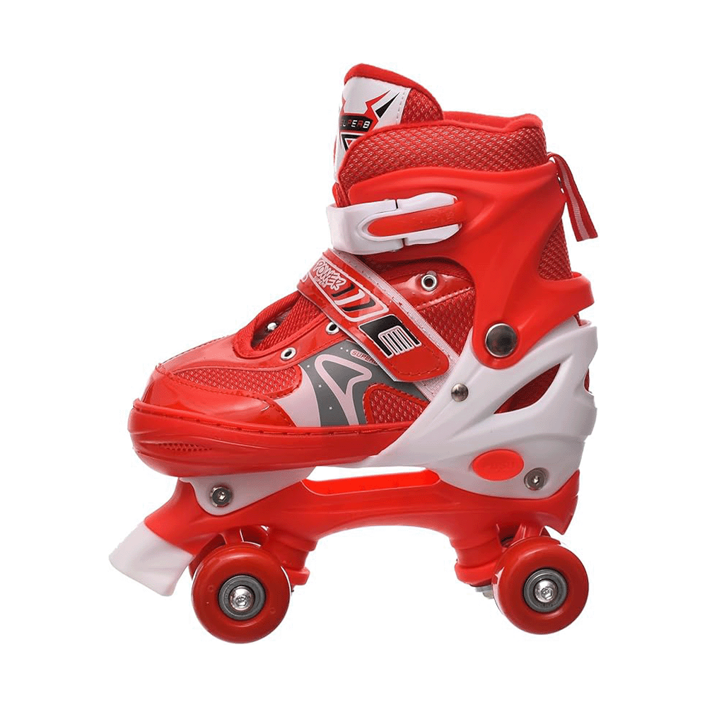 حذاء تزلج بعجلات مع ملحقات حماية للأطفال من عمر 8 حتى 12 سنة موديل 5569 - أحمر