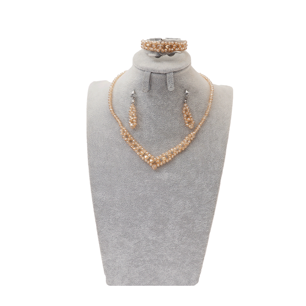 طقم إكسسوارات جاسمين من الخرز ذهبي - 3 قطع