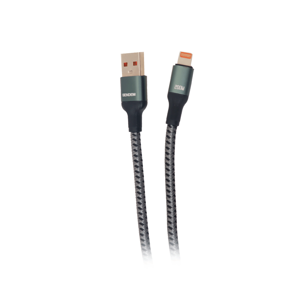 كابل شحن سيندام بسلك قماشي لأجهزة الآيفون و شحن سريع بقوة 200 وات موديل M52 - أسود

