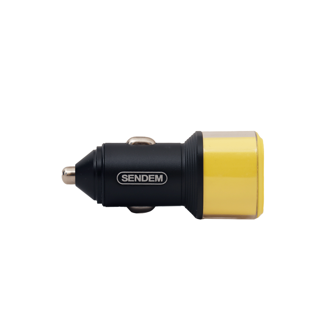 رأس شاحن سيارة من سيندام بمنفذين و قوة شحن 100 وات موديل D20B - أسود
