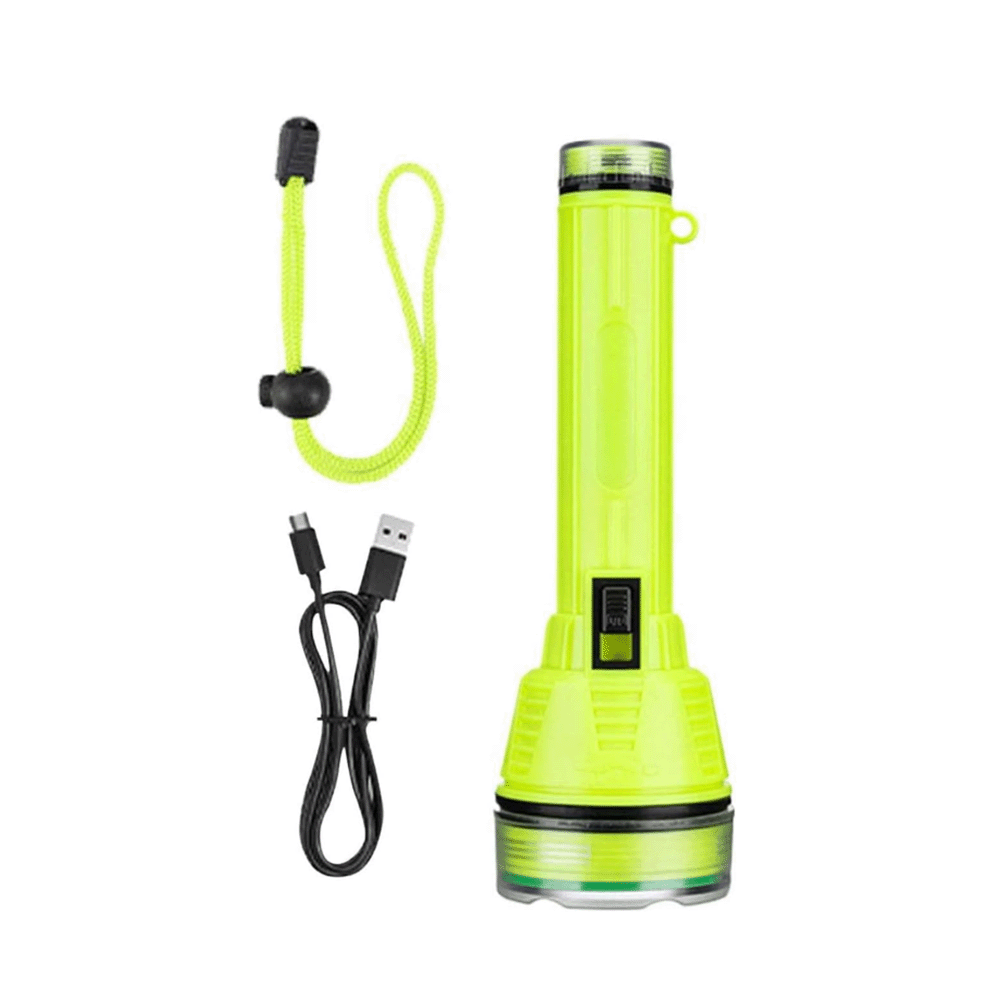مصباح غوص يدوي مقاوم للماء بمدى يصل إلى 200 متر مزوّد بإضاءة ليد قوية - أخضر