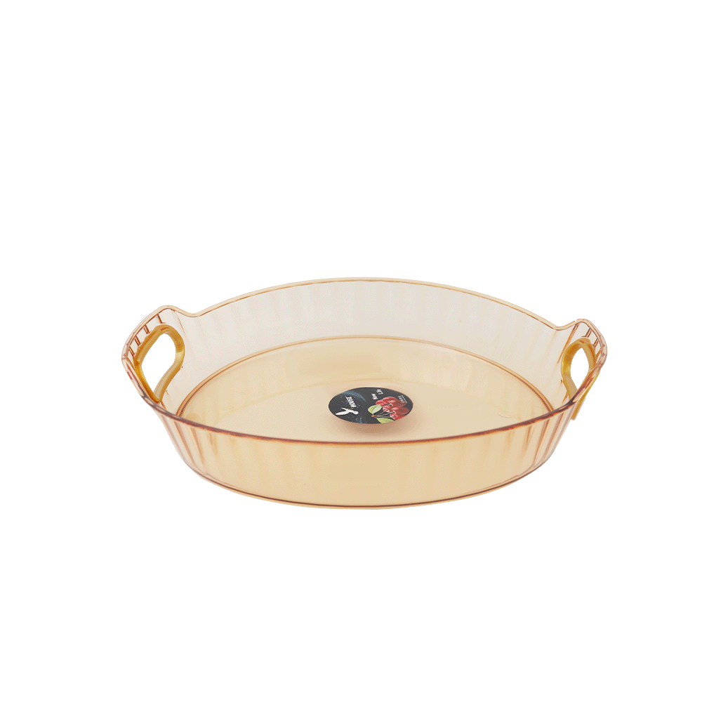 طبق تقديم اكرليك دائري شفاف صغير موديل SH-447 - ذهبي