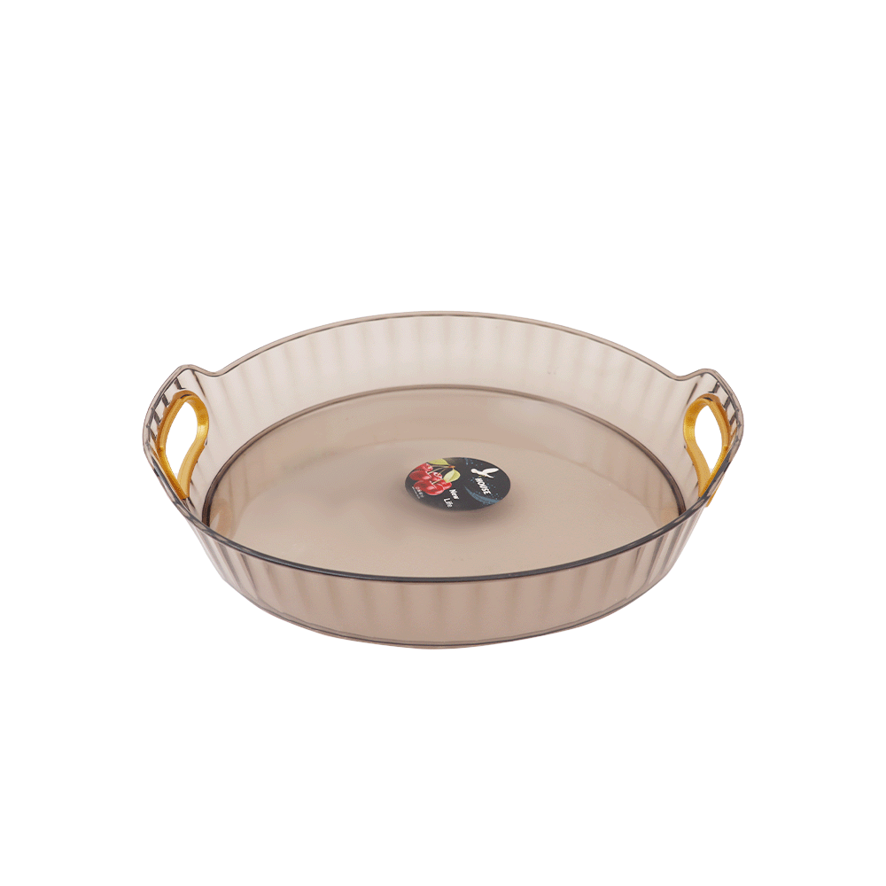 طبق تقديم اكرليك دائري شفاف صغير موديل SH-447 - أسود