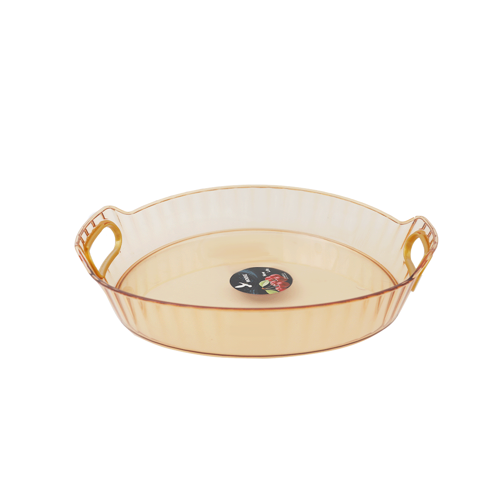 طبق تقديم اكرليك دائري شفاف وسط موديل SH-448 - ذهبي