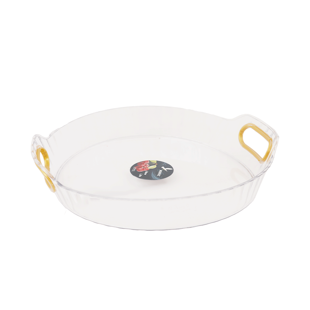 طبق تقديم اكرليك دائري شفاف وسط موديل SH448 - ابيض