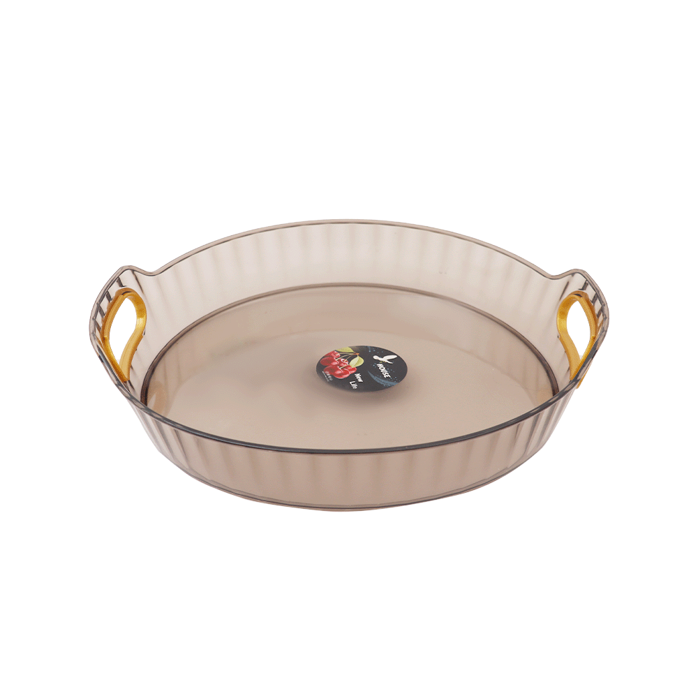 طبق تقديم اكرليك دائري شفاف وسط موديل SH-448 أسود