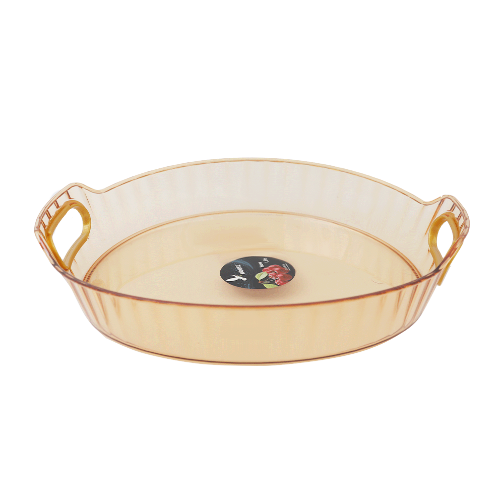 طبق تقديم اكرليك دائري شفاف كبير موديل SH449 -ذهبي