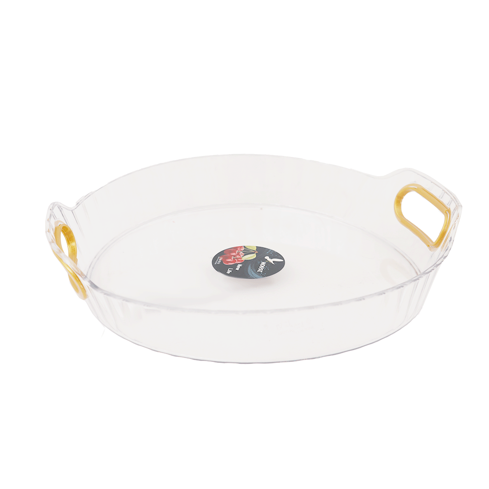 طبق تقديم اكرليك دائري شفاف كبير موديل SH449 - ابيض
