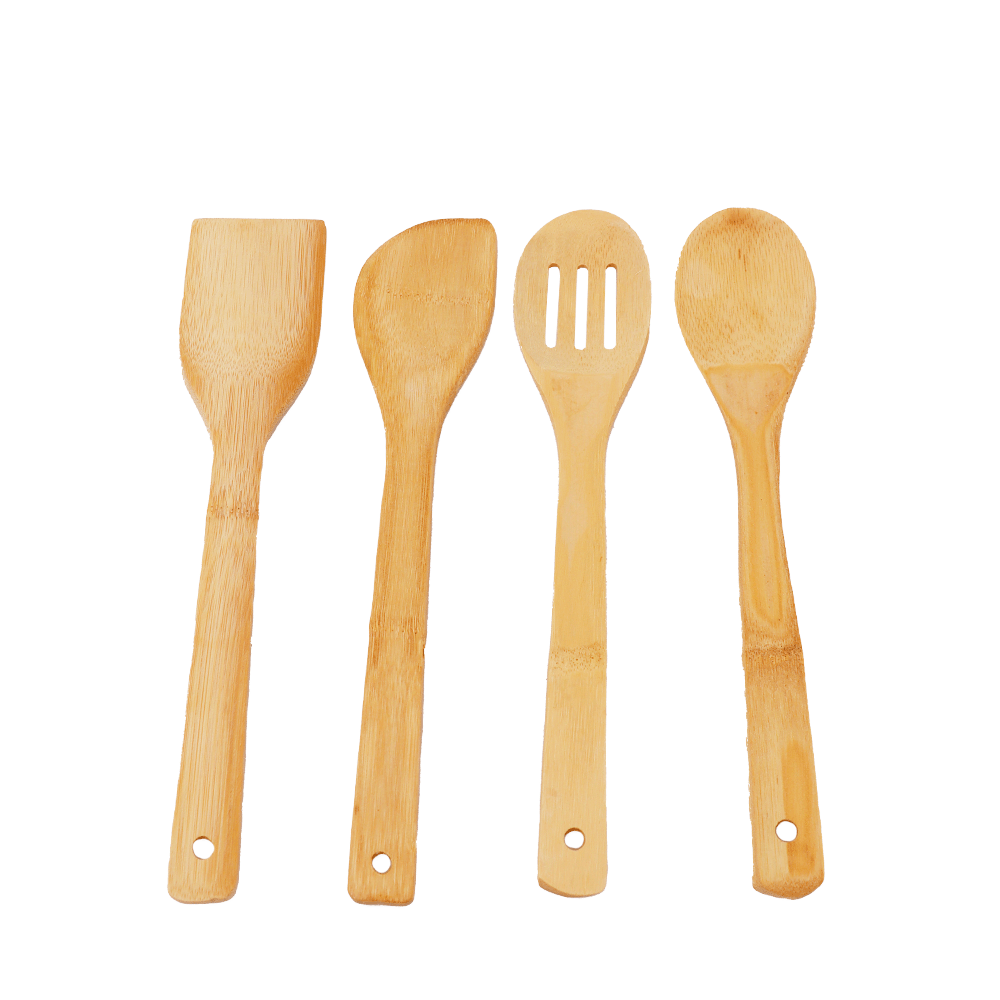 طقم ملاعق طبخ خشبية من خشب الخيزران موديل SH248 بيج - 4 قطع