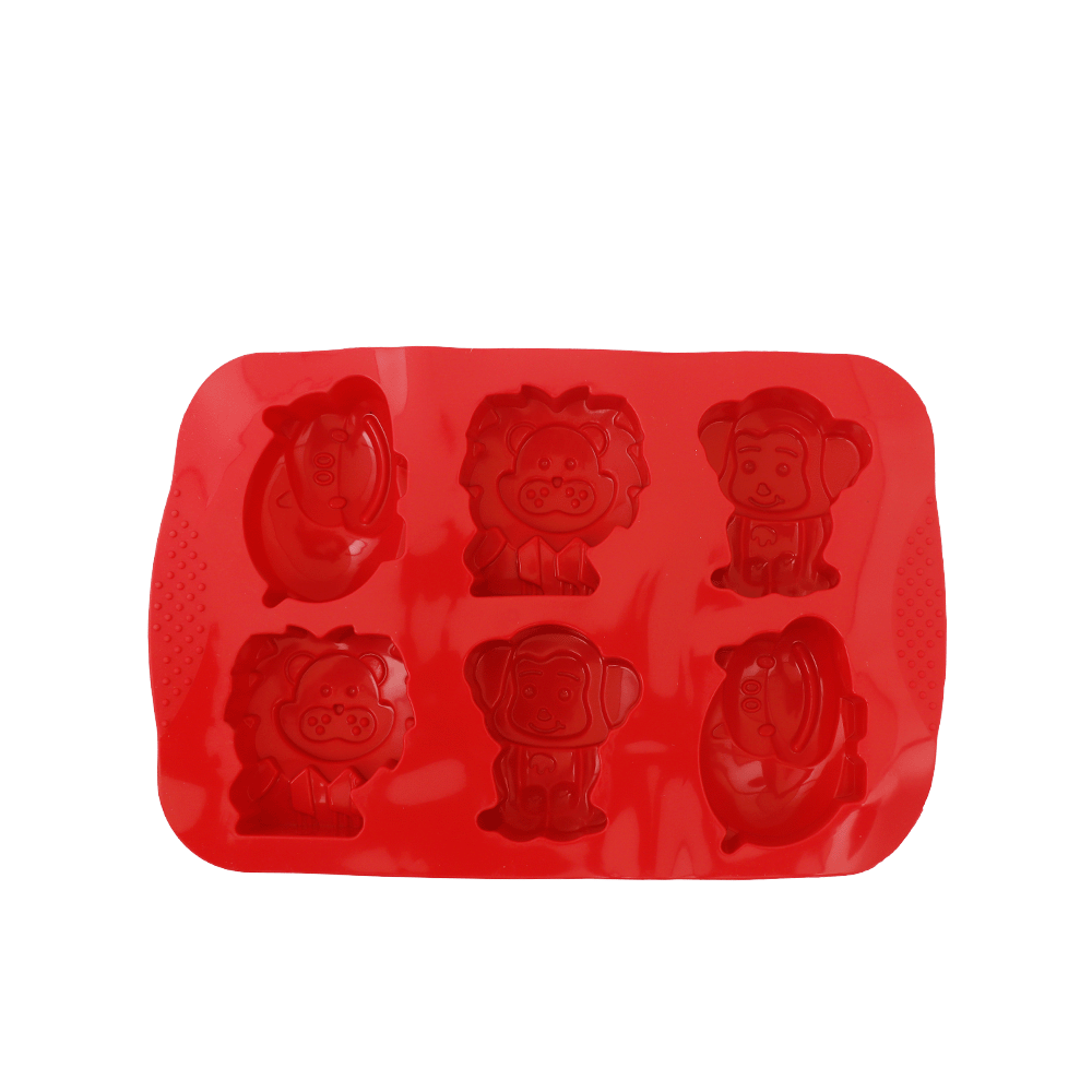 قالب سيليكون متعدد الاستخدامات حراري 6 اشكل حيونات موديل SH272 - أحمر كرزي