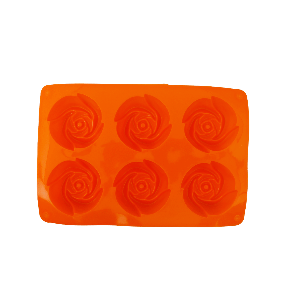 قالب سيليكون متعدد الاستخدامات حراري شكل 6 ورداة موديل SH284 - برتقالي