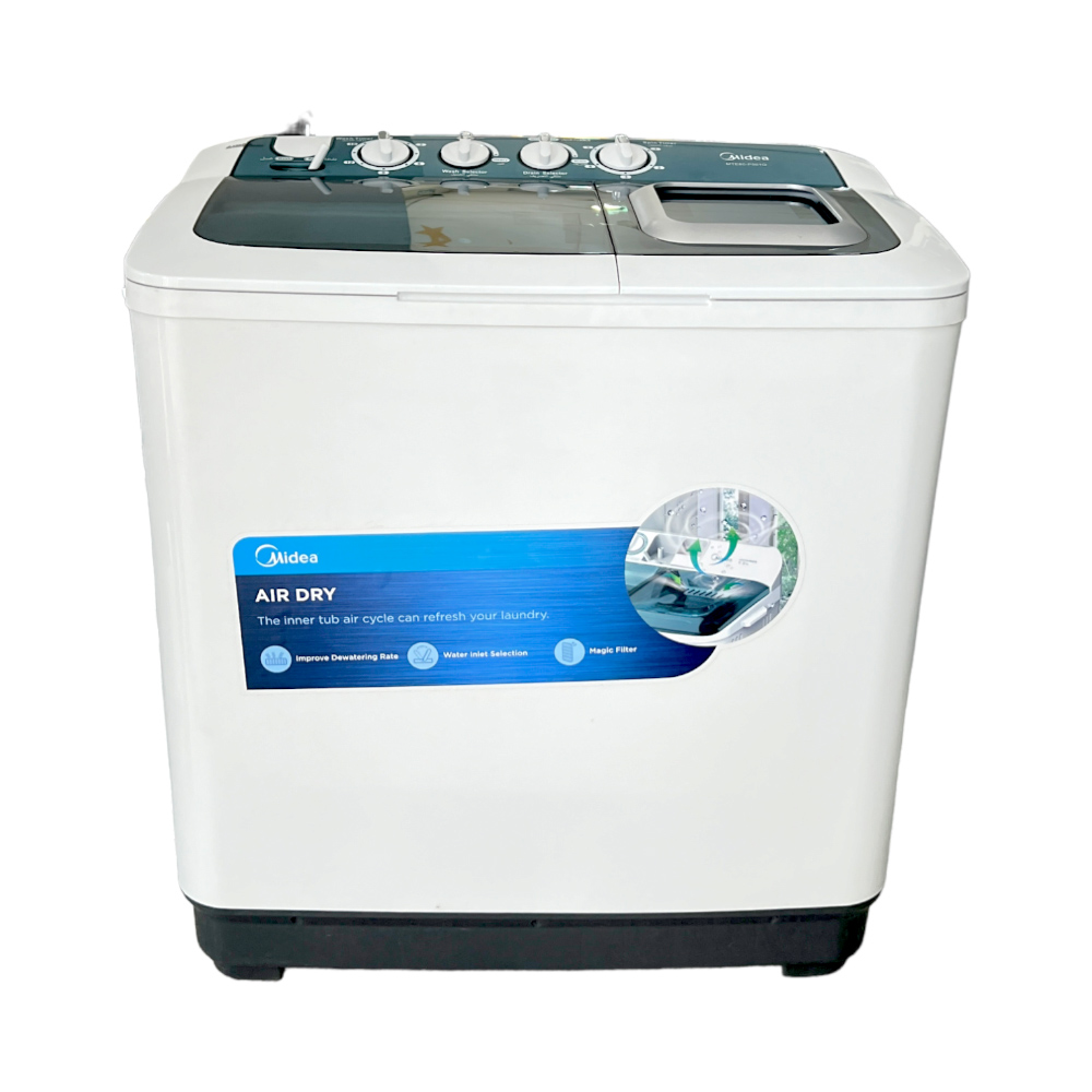 ميديا غسالة كهربائية بحوضين قوة 450 وات وسعة 12 كيلو موديل MTE120 - ابيض