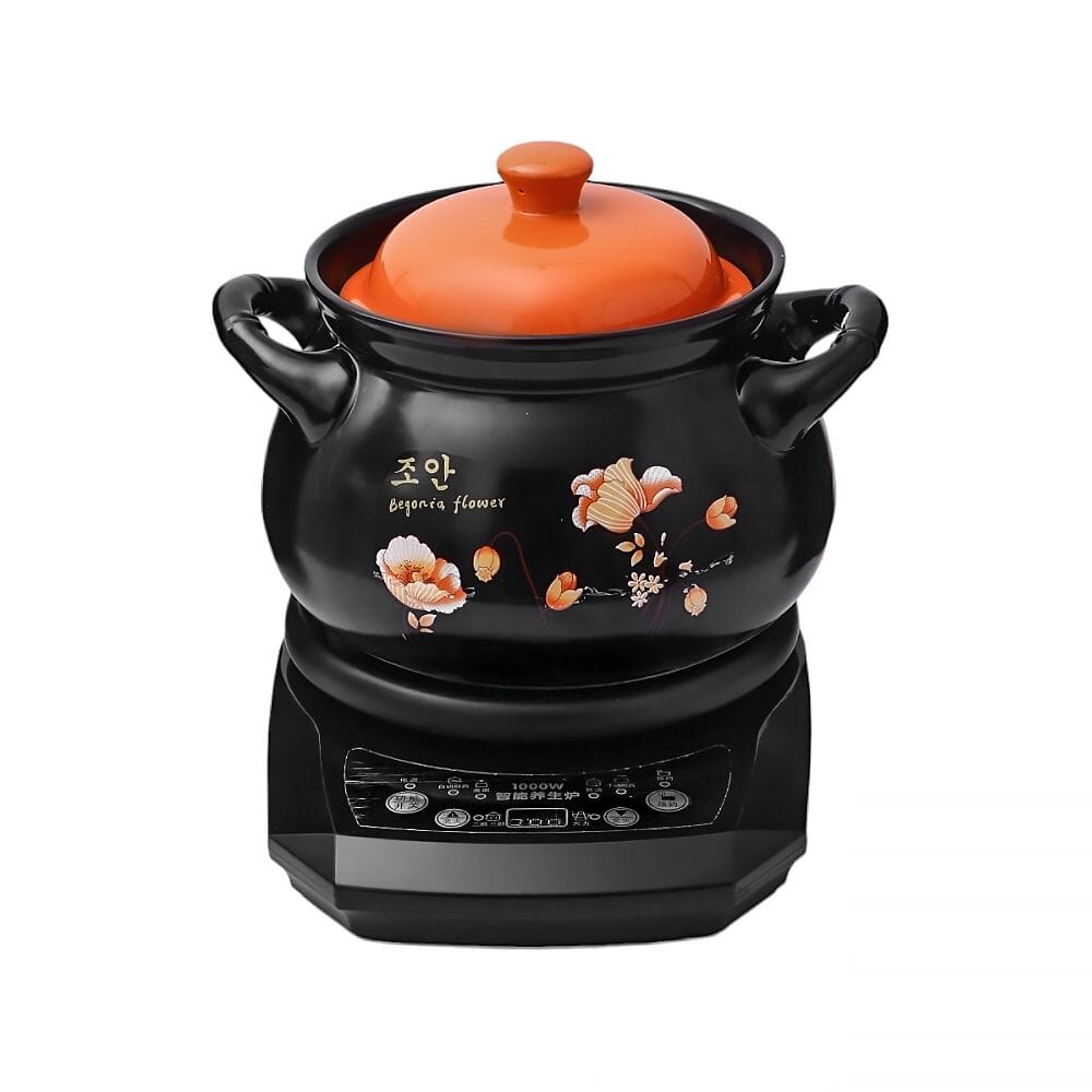 الموقد الصحي الذكي المكون من شولة مع قدر سيراميك بسعة 4 لتر و قوة 1000 وات - أسود