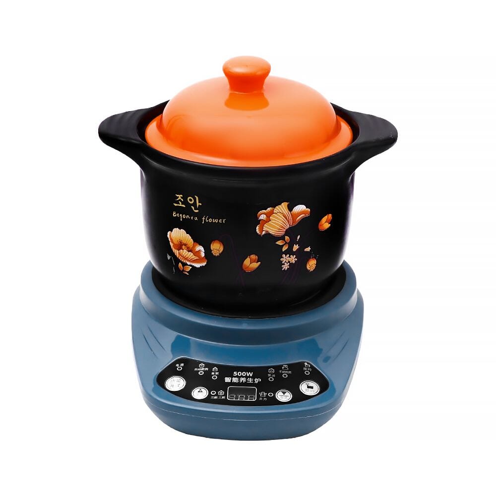 الموقد الصحي الذكي المكون من شولة مع قدر سيراميك بسعة 3 لتر وقوة 500 وات موديل HR-327 - أزرق