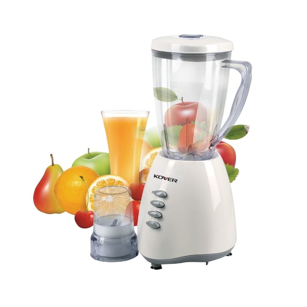 كوفر عصارة كهربائية بلاستيكية ضد الكسر موديل بقوة 300 وات وسعة 1.5 لتر KHM320 - أبيض