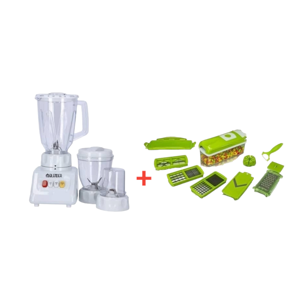 باكج بلندر عصارة 3*1 بسعة 1500 مل موديل 503-MJ-095 + قطاعة خضار يدوية