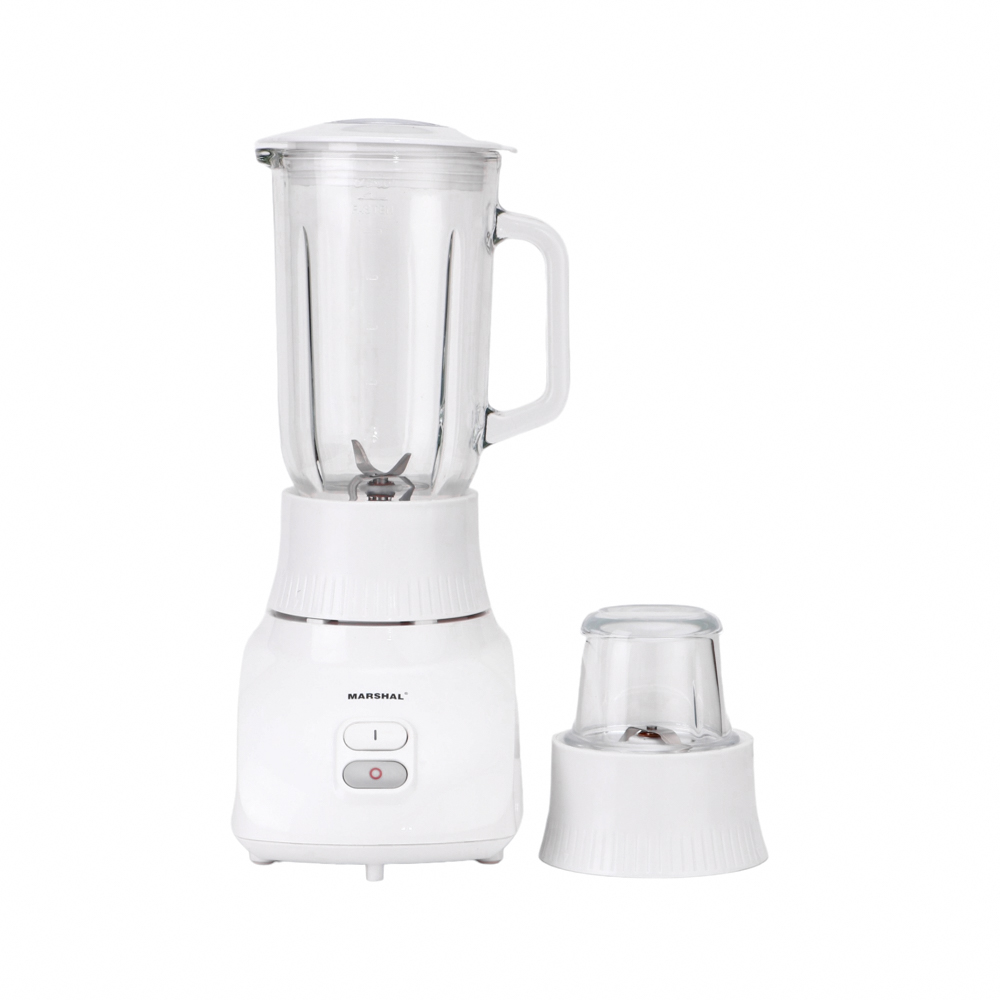 مارشال عصارة كهربائية 2*1 بوعاء زجاجي سعة 1لتر وقوة 400 وات موديل SM-202MX - أبيض