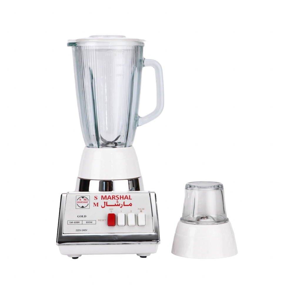 مارشال عصارة كهربائية 2*1 بوعاء زجاجي سعة 1.4 لتر وقوة 800 وات موديل SM-60BR - أبيض
