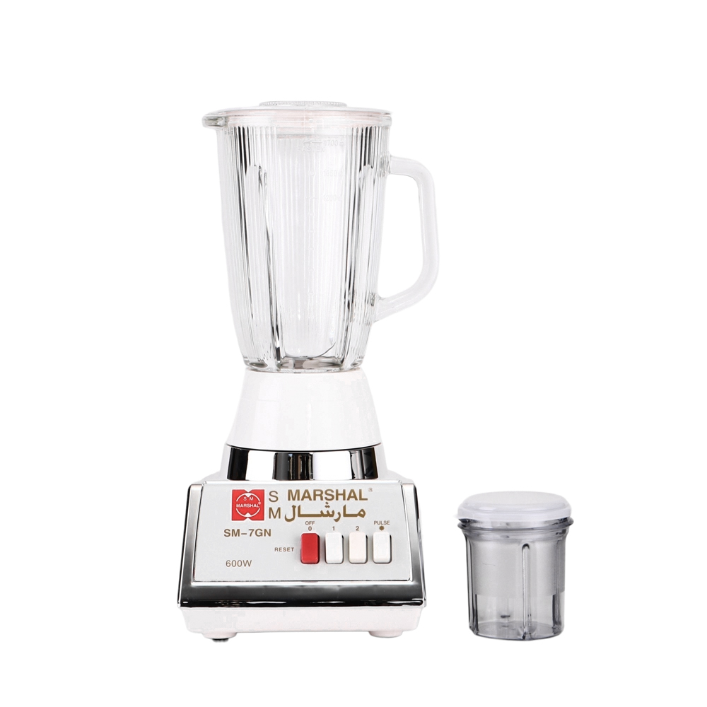 مارشال عصارة كهربائية 2*1 بوعاء زجاجي سعة 1.2 لتر وقوة 600 وات موديل SM-7GN - أبيض