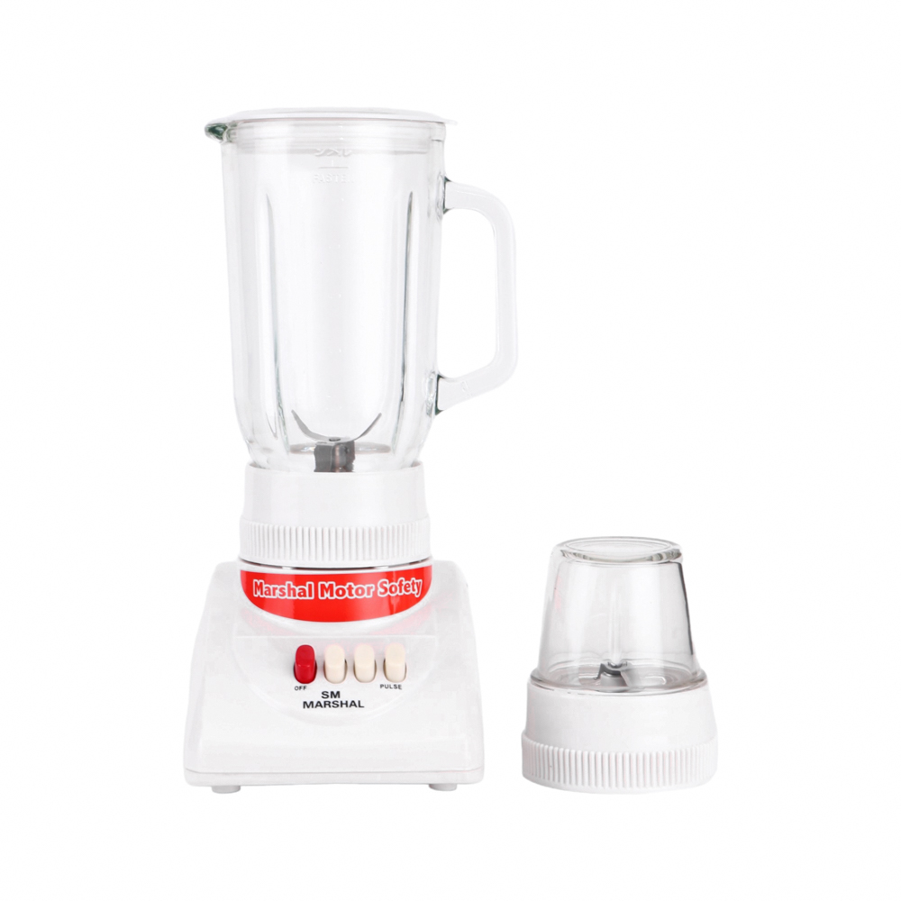 مارشال عصارة كهربائية 2*1 بوعاء زجاجي سعة 1.2 لتر وقوة 300 وات موديل SM-G22 - أبيض