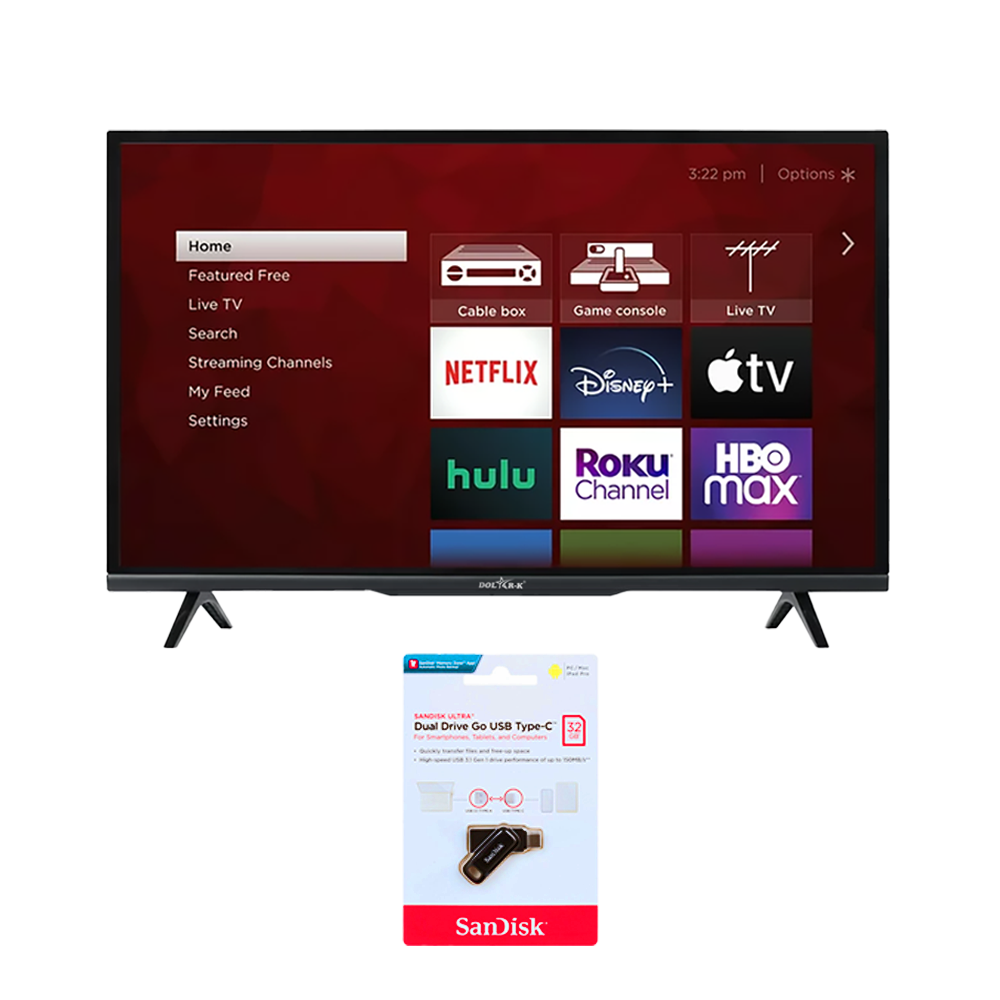 باكج تلفزيون دولارك 32 بوصة بقوة 45 وات موديل SV-3205 + سانديسك فلاش الترا بمشغلين سعة 32 جيجا بايت