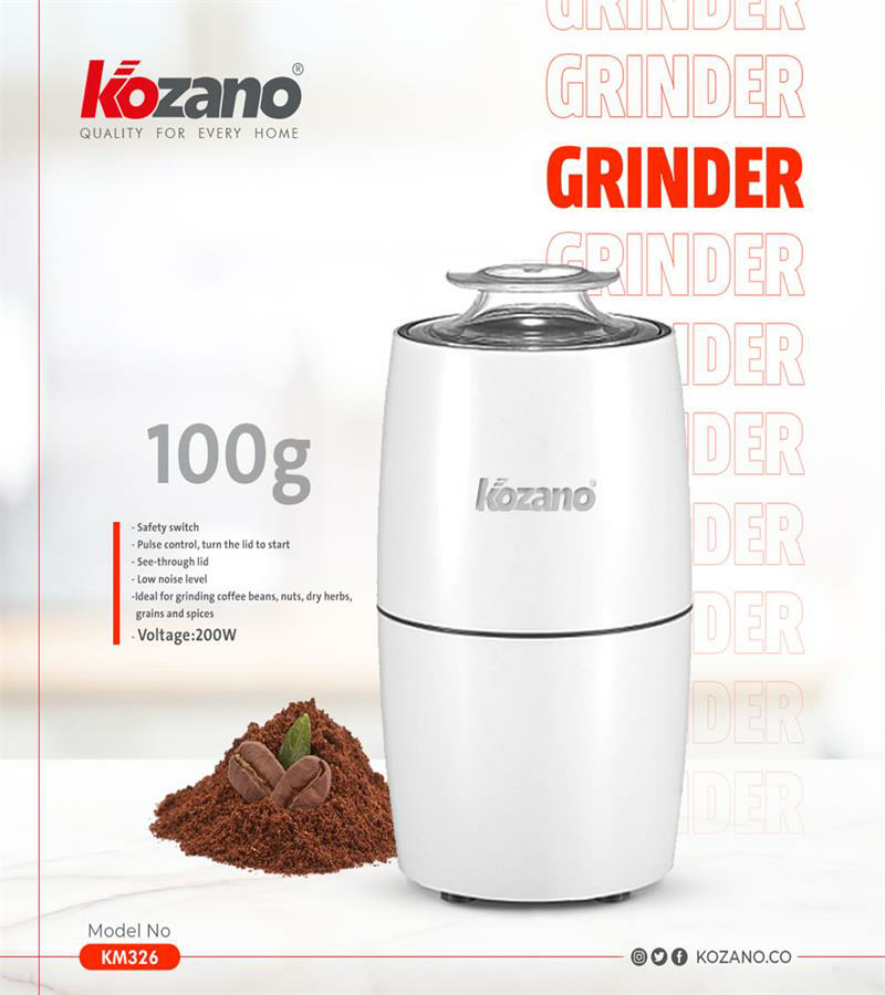 كوزانو مطحنة قهوة كهربائية بسعة 100جم وقوة 200 وات موديل KM326 - أبيض