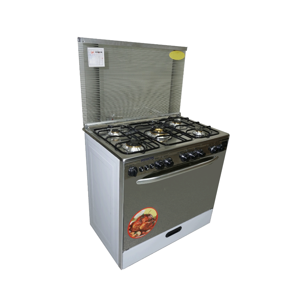 هدسون طباخة غاز 5 شعلات موديل HC-3520-EG مقاس 80*50 سم - فضي