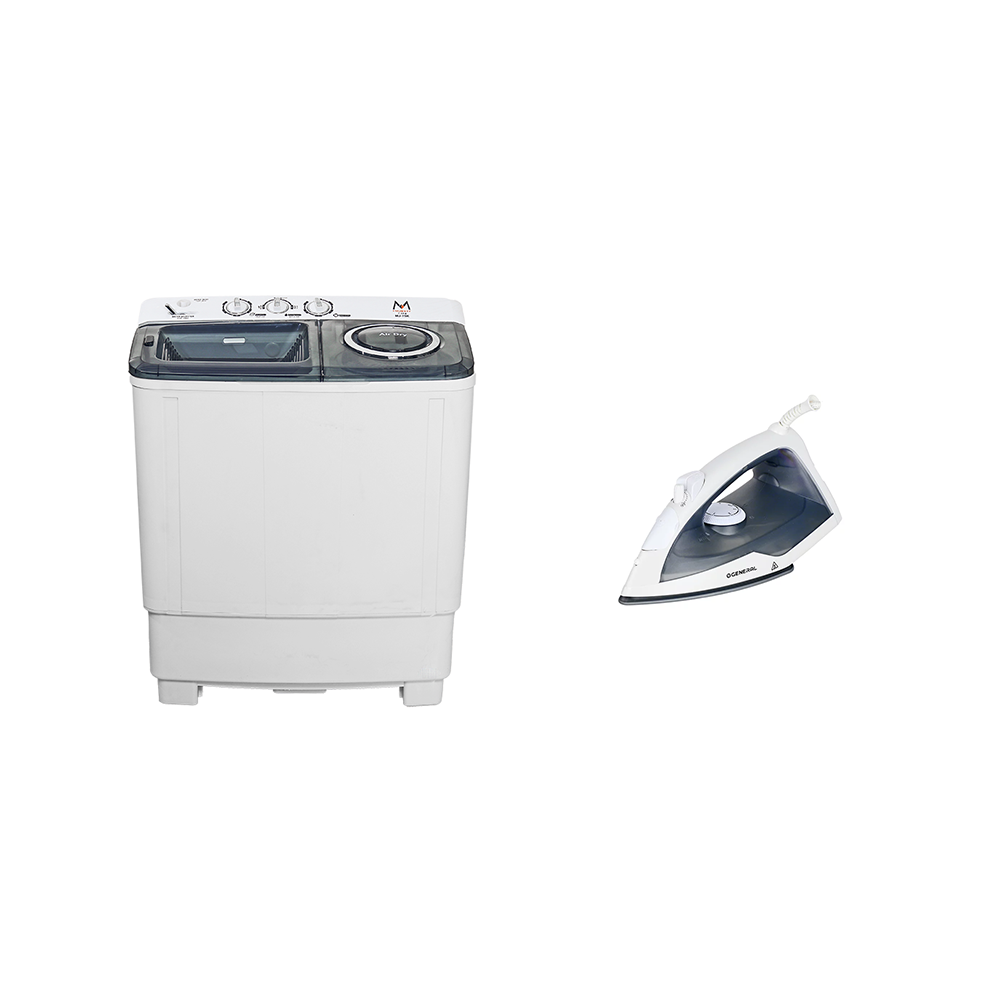 باكج ماجستي غسالة ملابس 7.5 كجم موديل MJ-75K + جنرال كاوية بخار كهربائية سعة 200 مل موديل EC1743C-GS