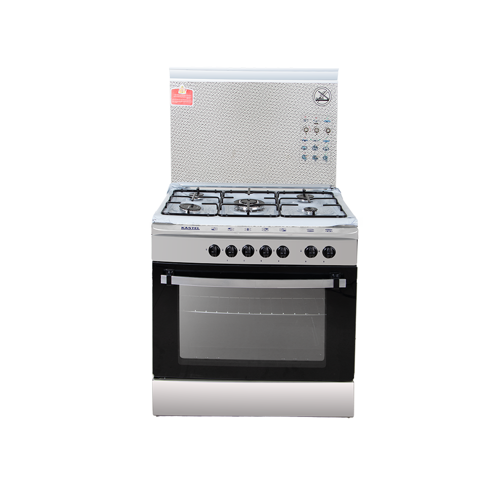 كاستل فرن استيل غازي 5 عيون بشواية قياس موديل 12644 - فضي