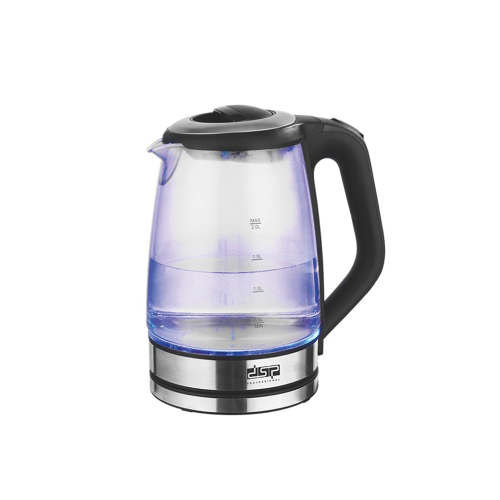 دي اس بي غلاية كهربائية بسعة 2 لتر من الزجاج مع ضوء LED أزرق بقوة 2200 وات موديل KK1273