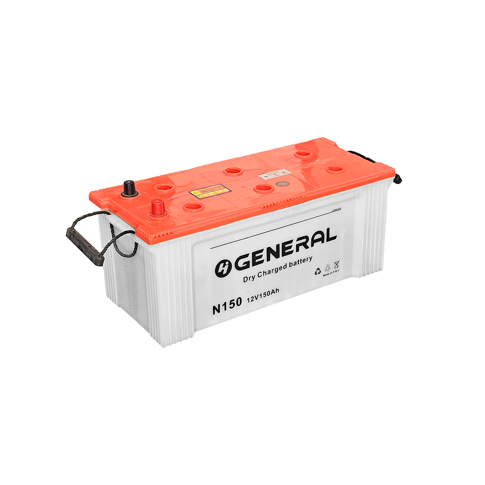 جنرال بطارية أسيد 150 أمبير نظام 12 فولت موديل N150 - أبيض