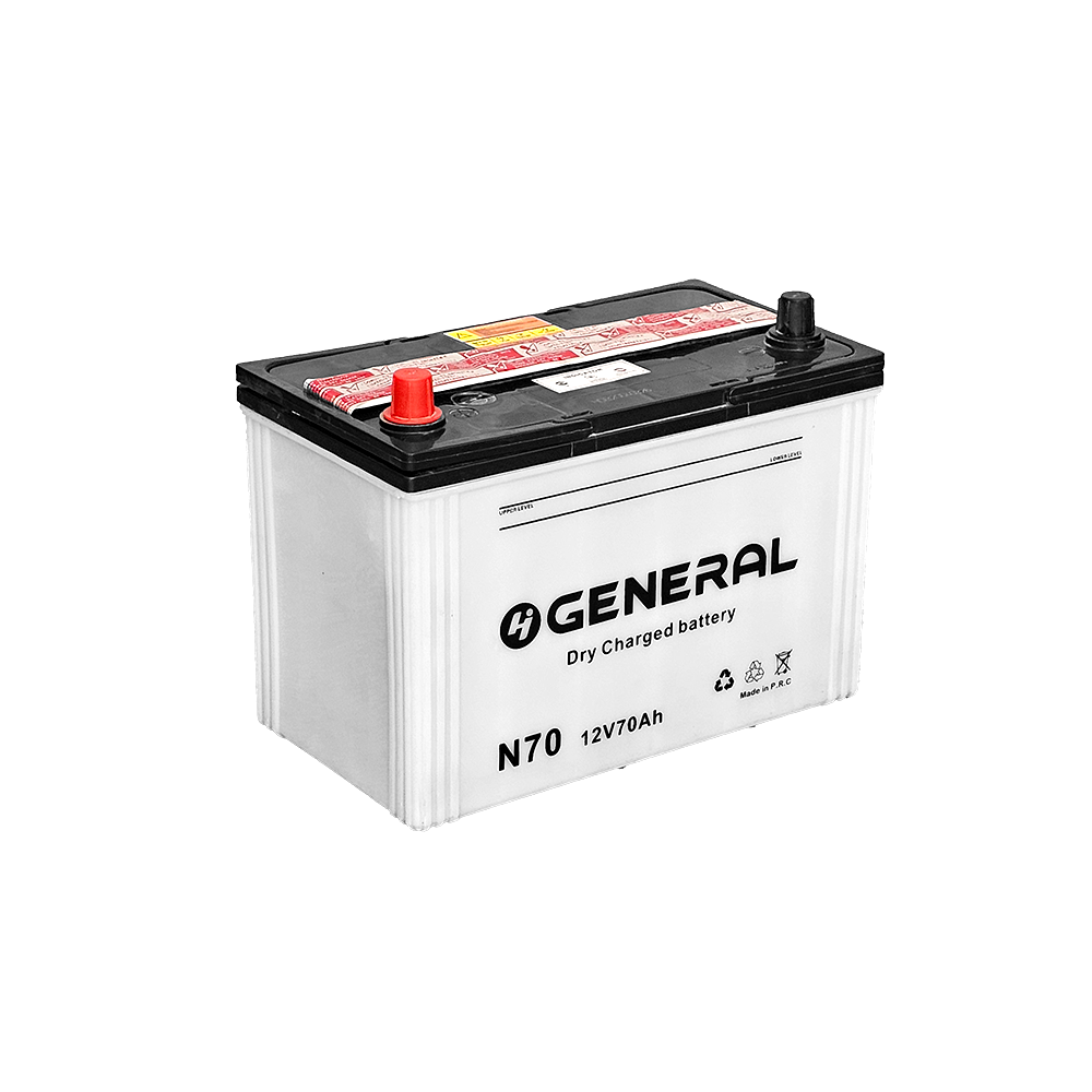 جنرال بطارية أسيد 70 أمبير نظام 12 فولت موديل N70 - أبيض