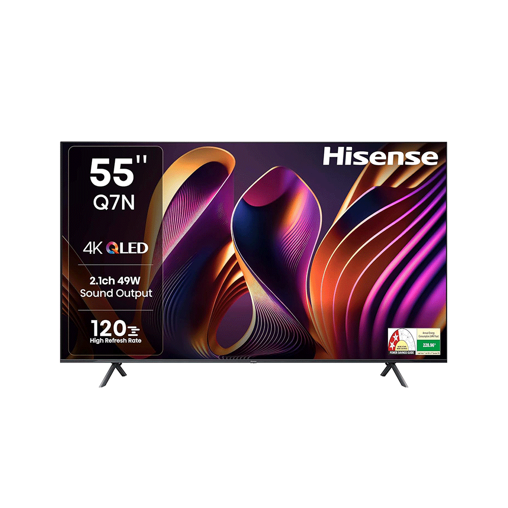 هايسنس تلفزيون ذكي 55 بوصة 4 كي QLED قوة 180 وات موديل Q7N - اسود