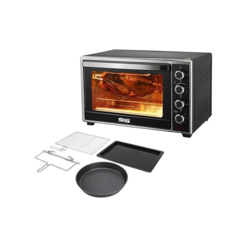 دي اس بي فرن كهربائي 48 لتر مع مروحة توزيع حرارة وشواية موديل KT-48 - أسود
