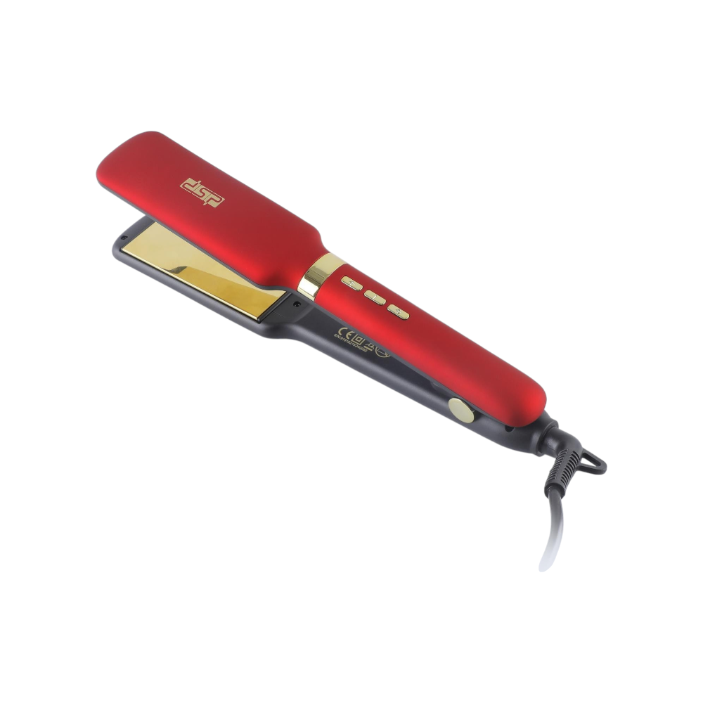 دي اس بي مكواة فرد الشعر الاحترافية مع ألواح تيتانيوم قابلة للتعديل موديل 10215 - أحمر