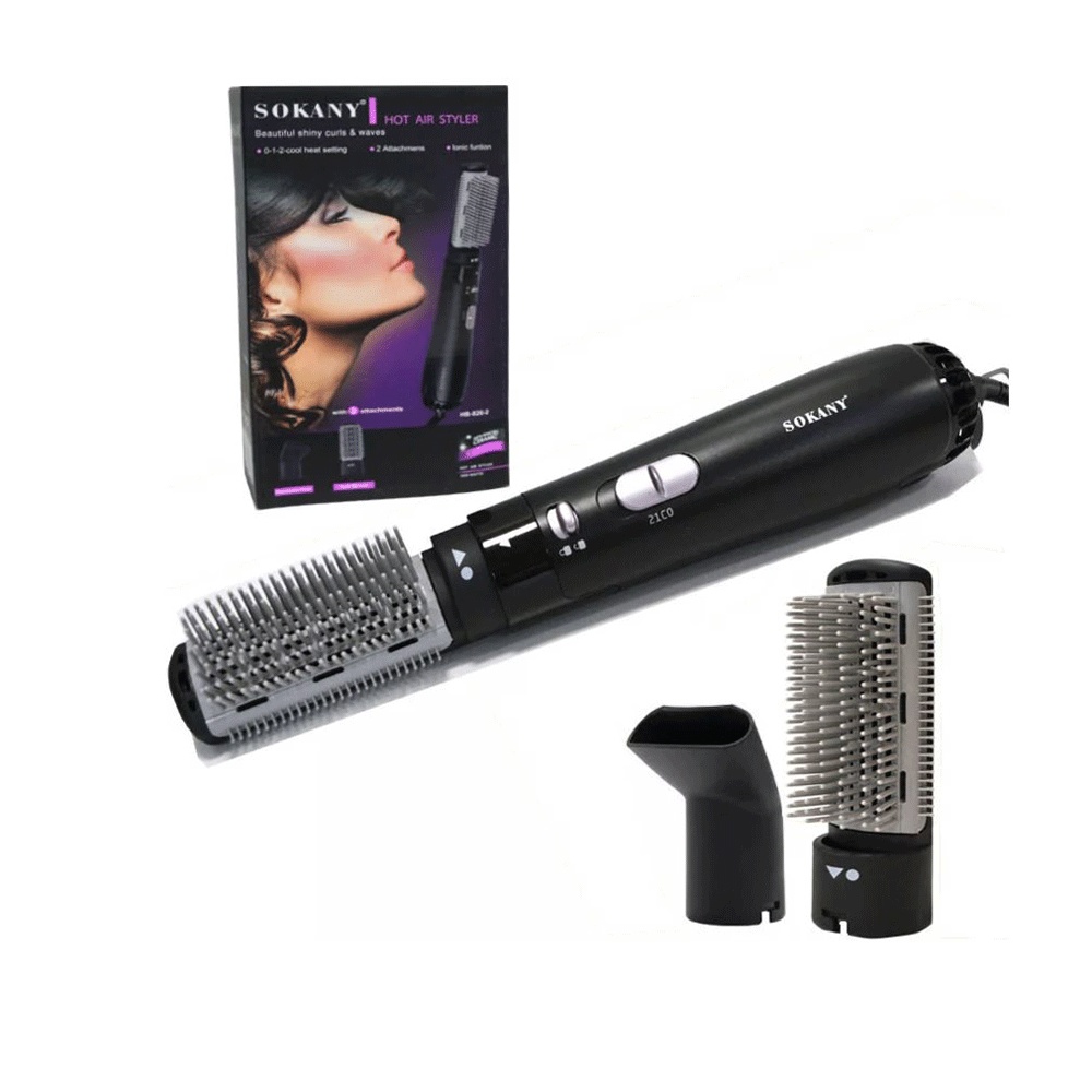 سوكاني فرشاة تصفيف الشعر بالهواء الساخن بقوة 1000 وات موديل HB-826-2 - أسود