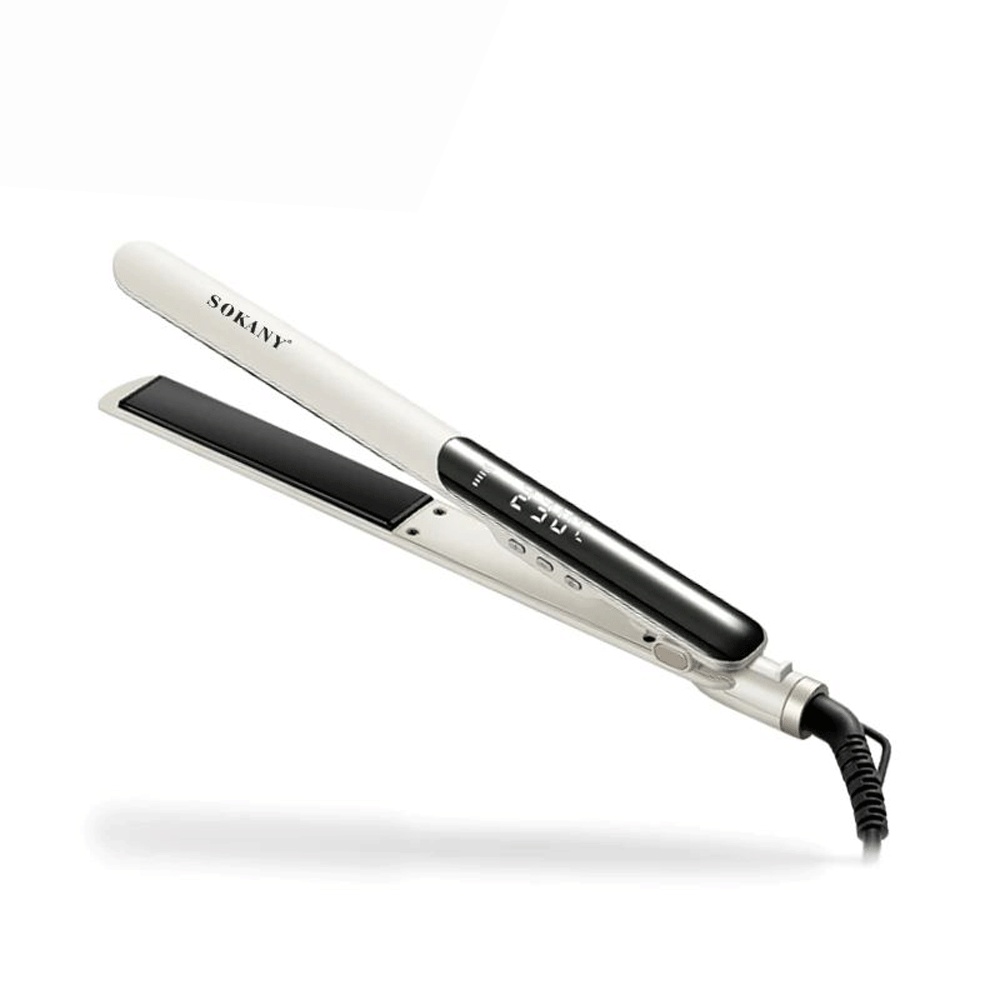 سوكاني مكواة فرد الشعر السيراميكية بشاشة رقمية موديل HS-950A - أبيض