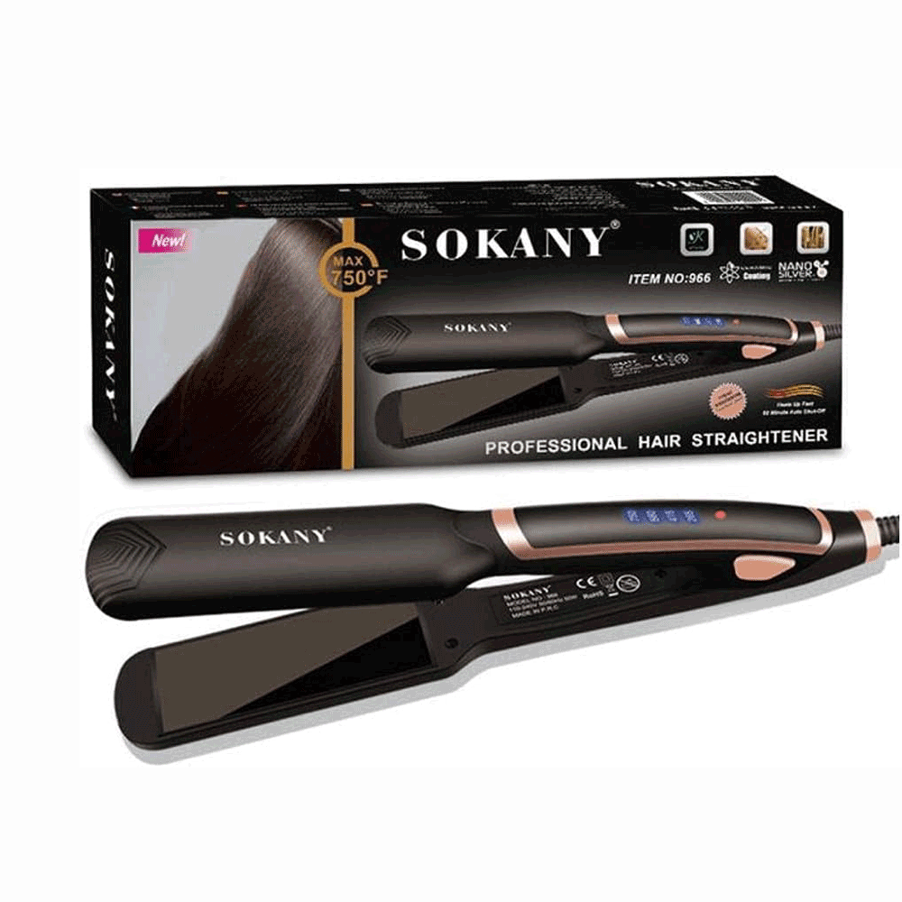 سوكاني مكواة فرد الشعر الاحترافية بدرجة تسخين 750 فهرنهايت موديل 966 - أسود 