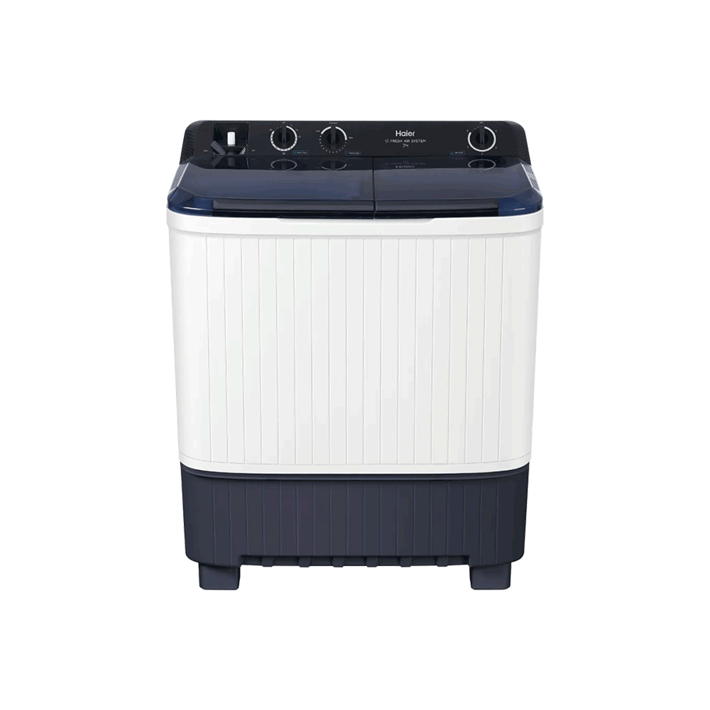 هاير غسالة حوضين نصف أوتوماتيكية سعة 7 كيلو وقوة 380 وات موديل HTW70-M1217 - أبيض