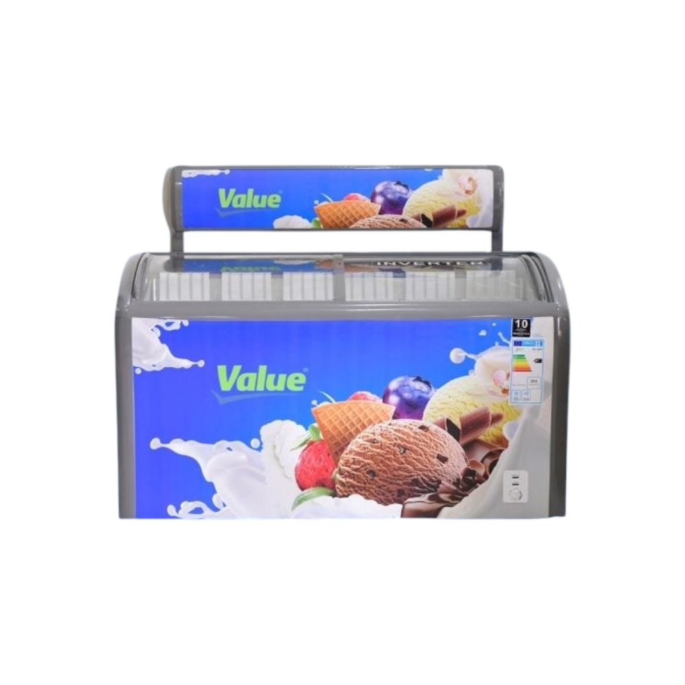 فريزر فاليو زجاج مقوس سمارت انفرتر كهرباء بدون اقلاع سعة 463 لتر وقوة 230 وات موديل VL463 - أبيض