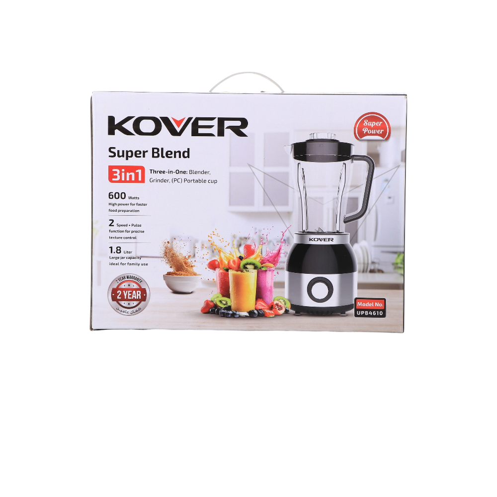 خلاط كوفر 3 في 1 يسعة 1.8 لتر وقوة 600 وات موديل UPB4616 - أسود