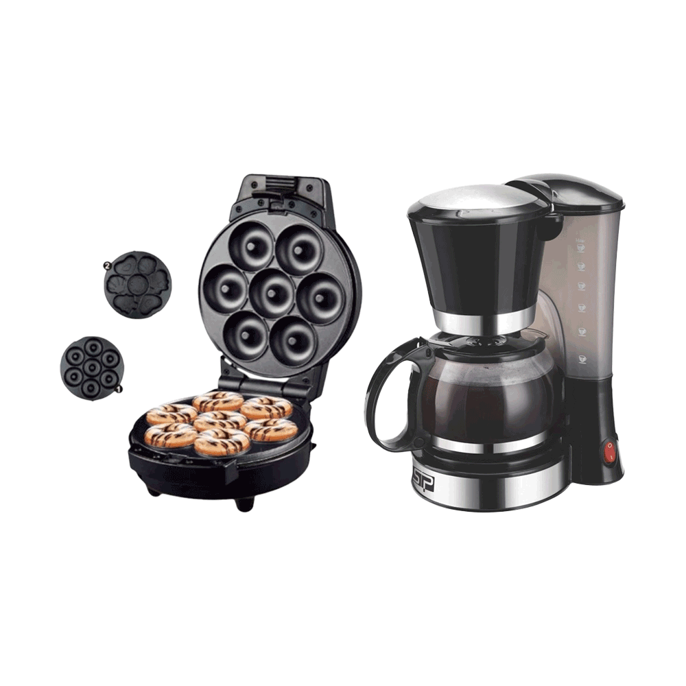 باكج دي إس بي من ماكينة قهوة بقوة 550 وات و صانعة دونات بقوة 600 وات