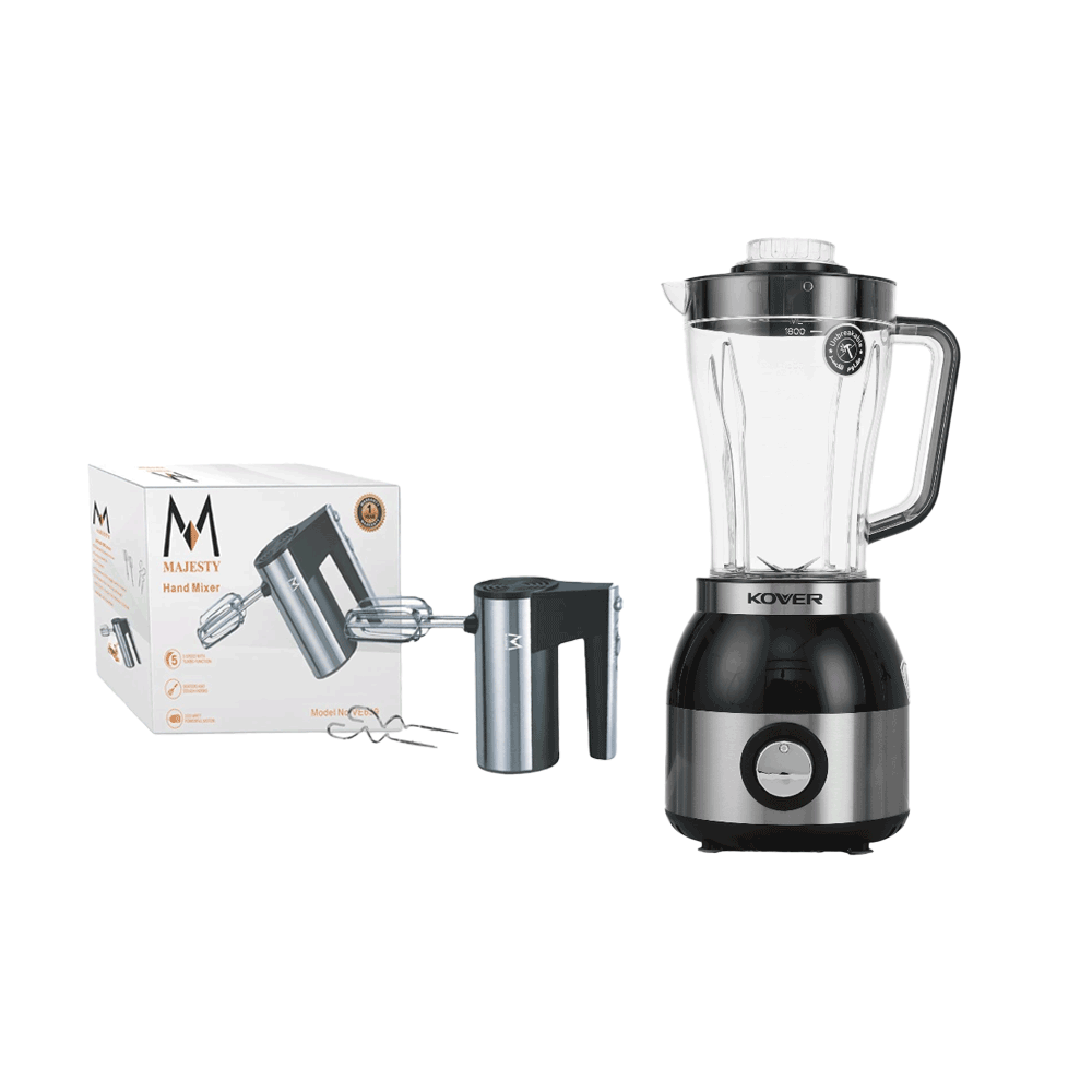 باكج مضرب بيض من ماجستي 5 سرعات توربو وقوة 300 وات مع خلاط كوفر سوبر بلند 3×1 سعة 1.8 لتر قوة 600 وات