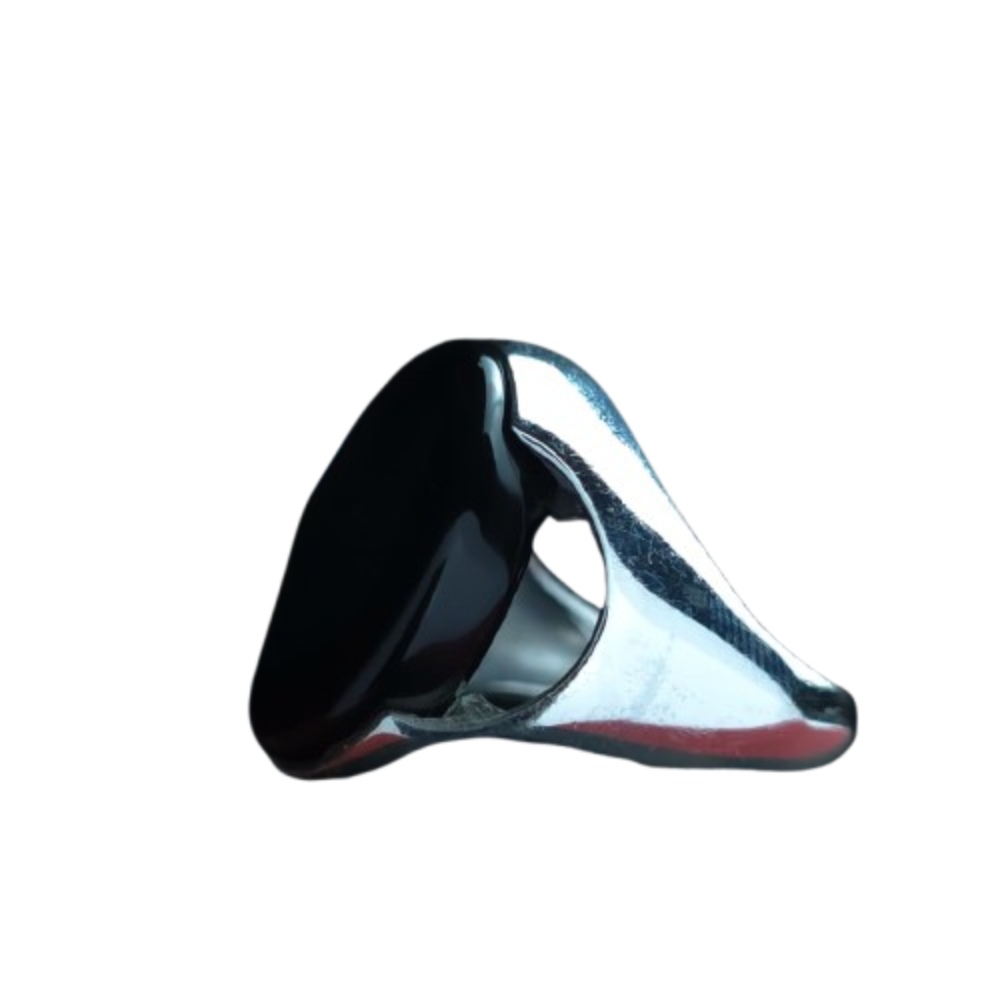 خاتم فضة عيار 925 مع حجر اسود عقيق يماني