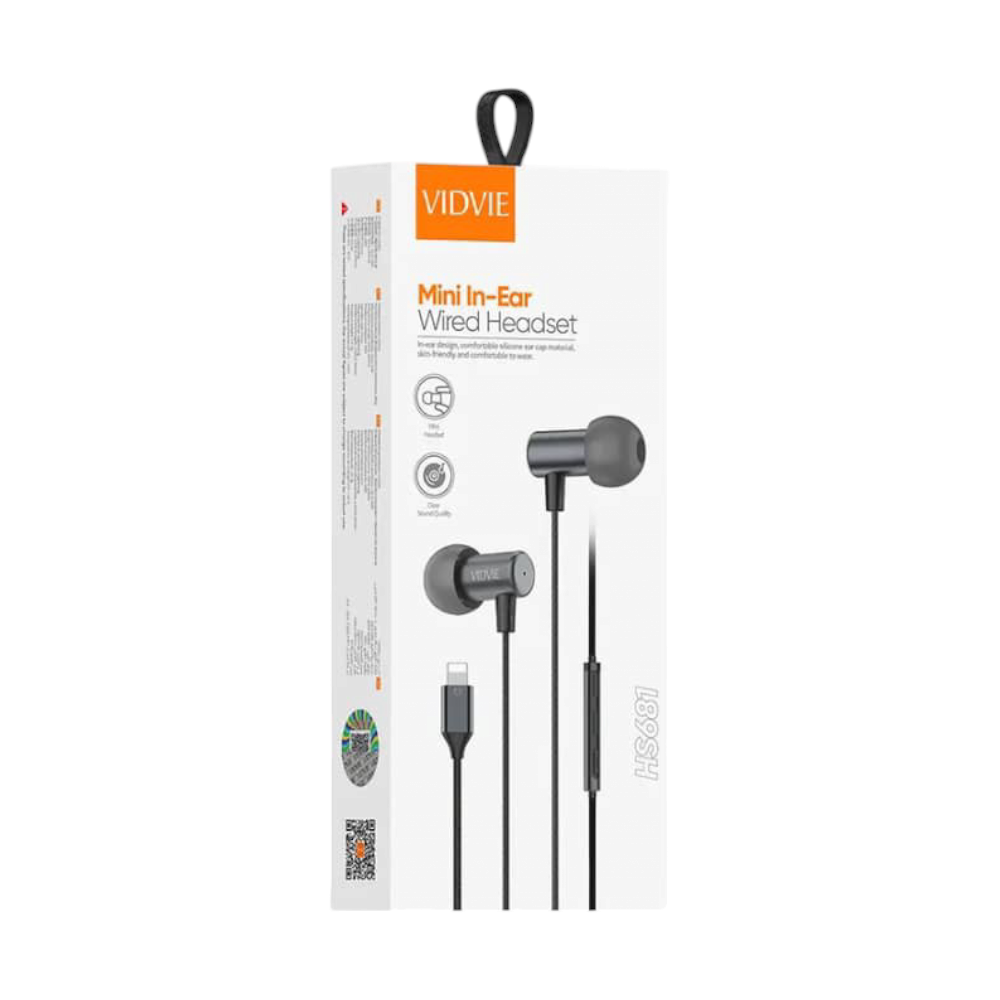 سماعة VIDVIE HS681 سلكية Mini In-Ear بمنفذ Lightning - صوت نقي وتصميم مريح