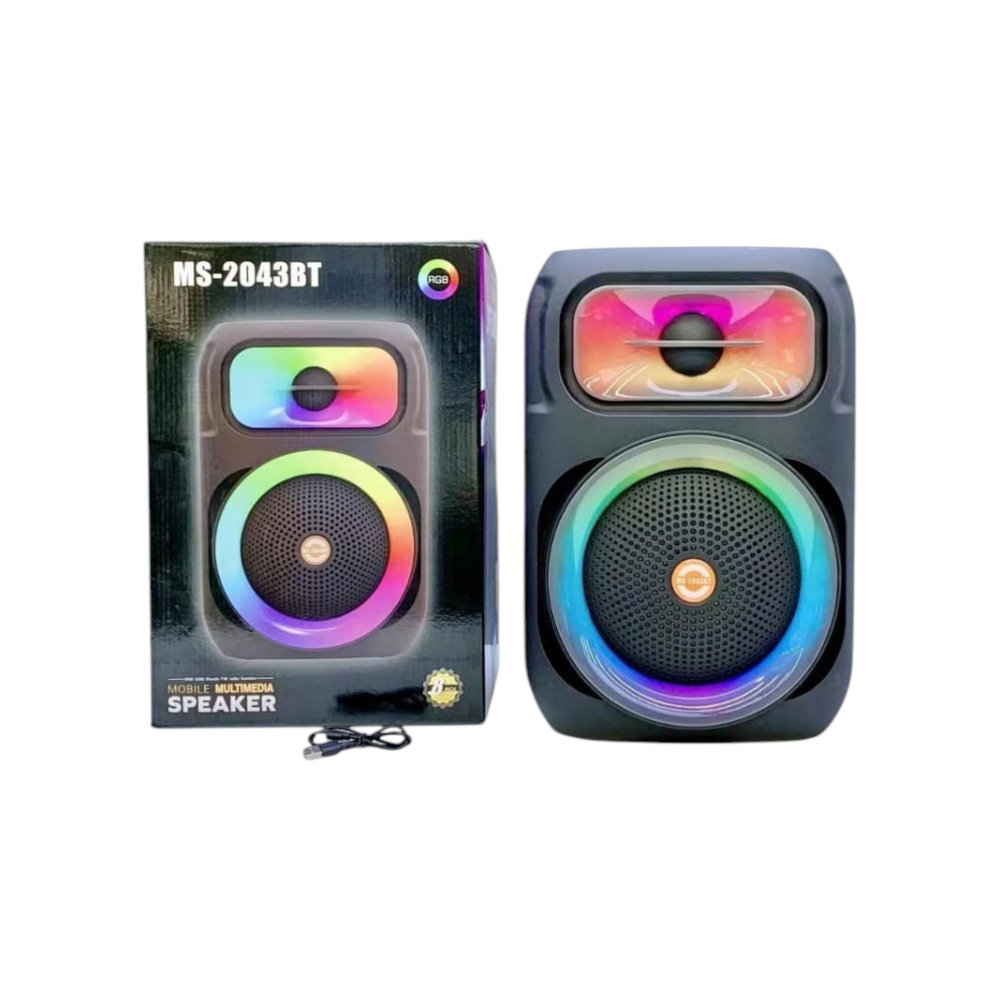 سماعة بلوتوث محمولة MS-2043BT بإضاءة RGB مذهلة - 8 إنش