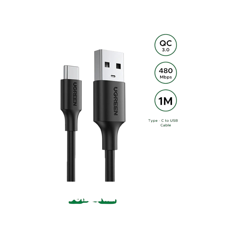 كيبل UGREEN من USB-A إلى Type-C شحن سريع QC 3.0 بطول 1 متر - أسود