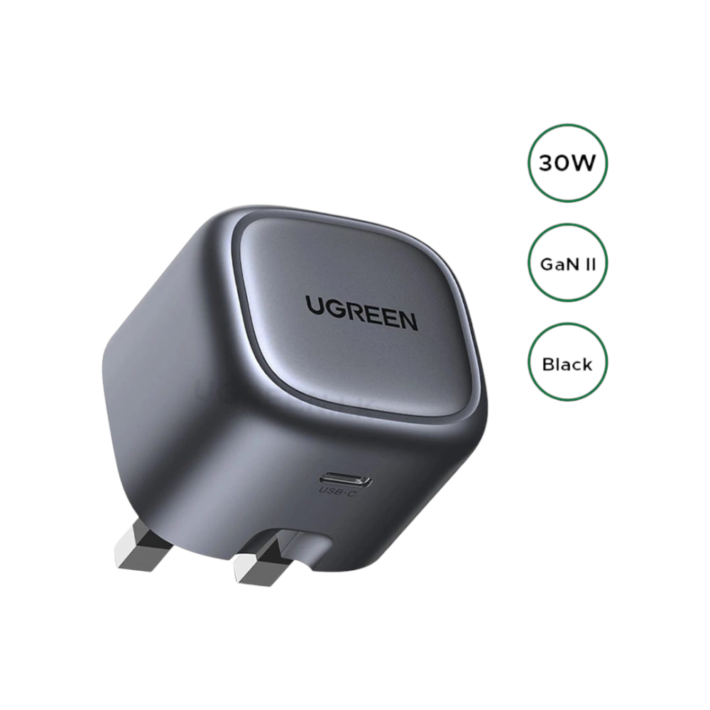 شاحن UGREEN Nexode GaN II بقوة 30 واط - منفذ USB-C - لون أسود